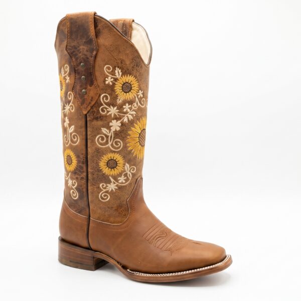 Bota Vaquera Mujer - Girasol Miel | Piel Genuina