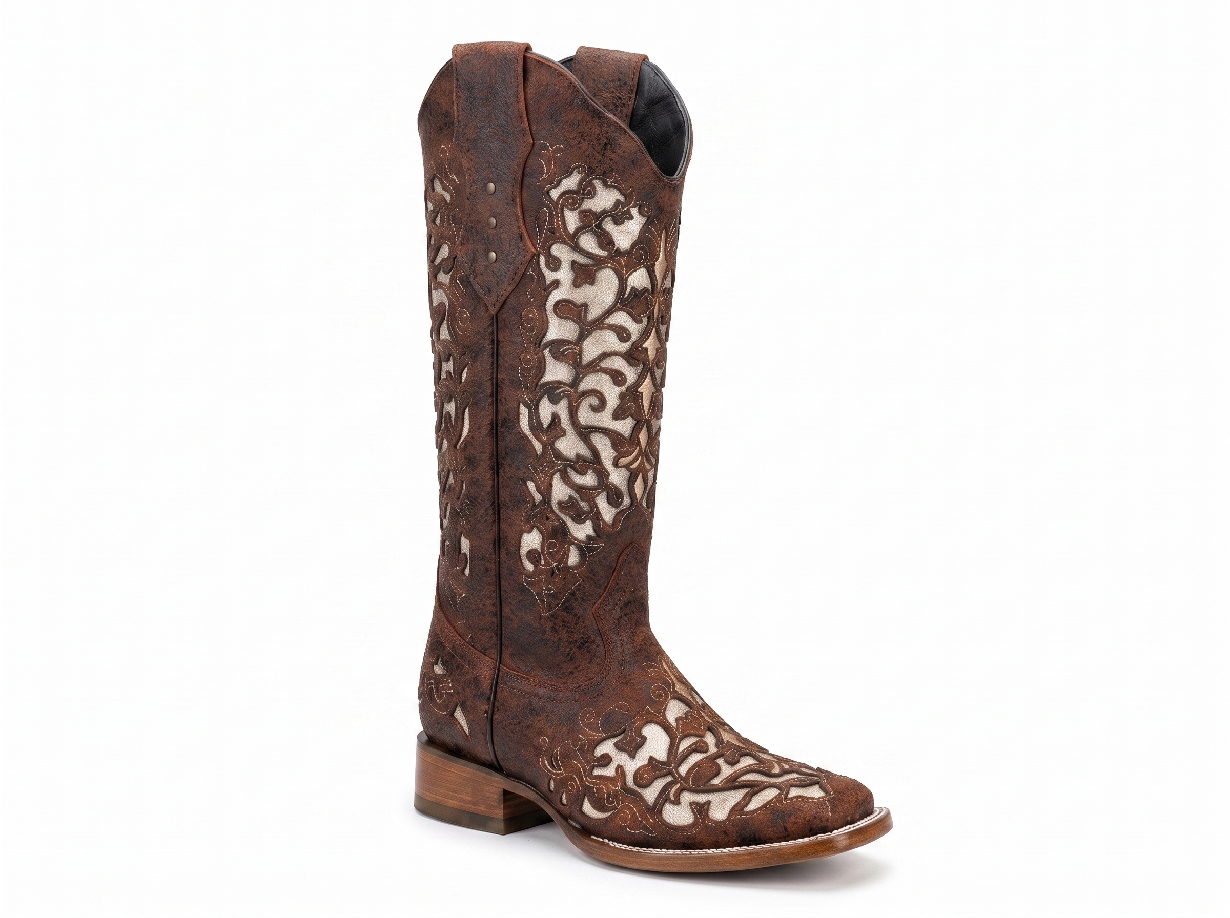 Bota Labrada Hombre Mujer | Cognac & Marfil
